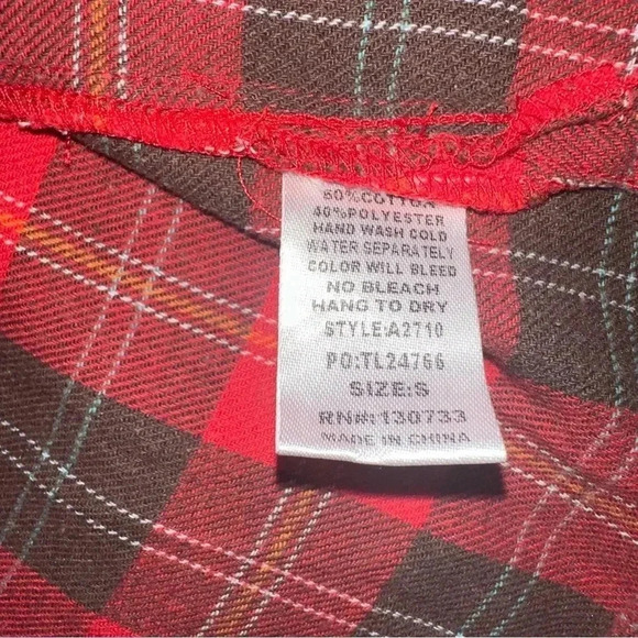 Umgee Women's Flannel Plaid Print Long Sleeve Dress Tunic red black size S - Picture 9 of 9